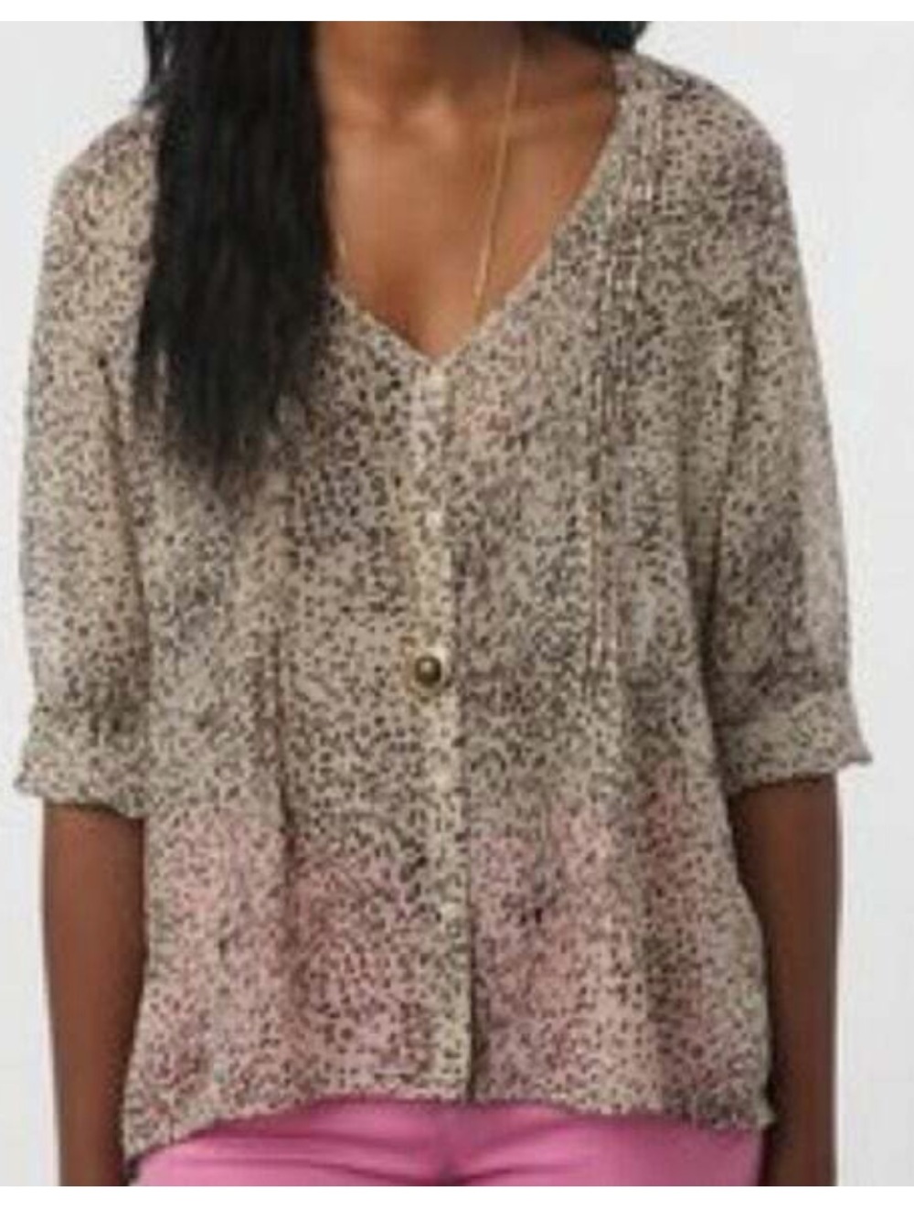Anthropologie Pins and Needles Semi Sheer Leopard Print Blouse Women’s Medium